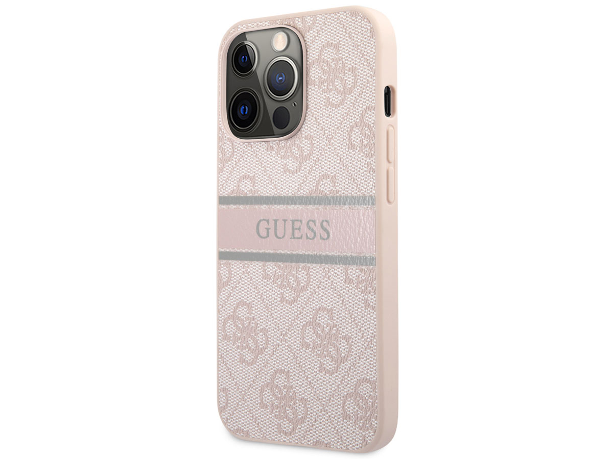 Guess Stripe 4G Monogram Case Roze - iPhone 13 Pro hoesje