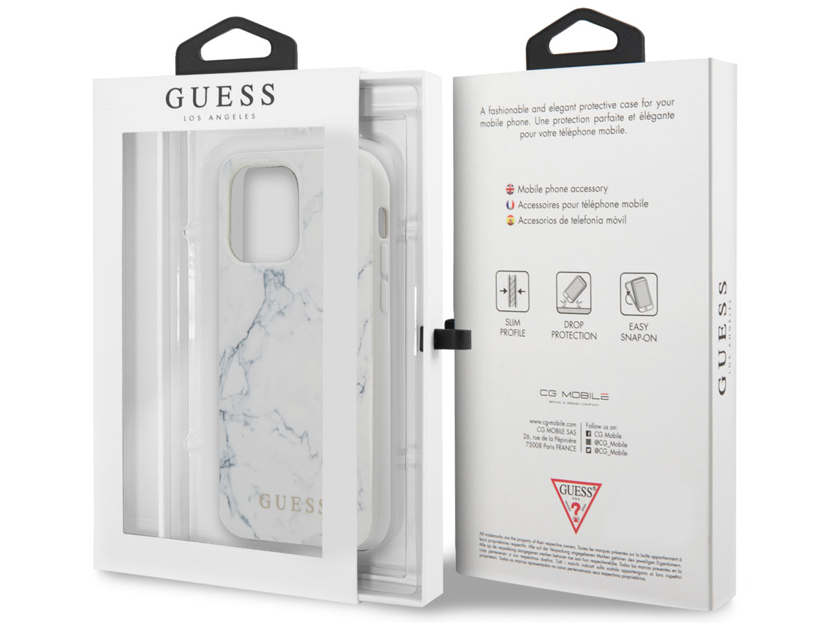 Guess Carrara Marble Case Wit - iPhone 13 Pro hoesje