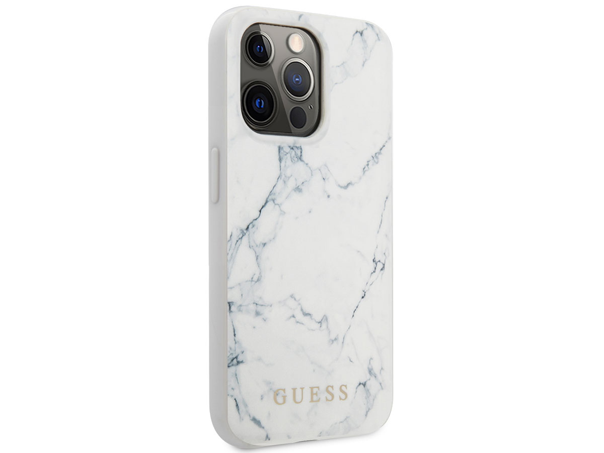 Guess Carrara Marble Case Wit - iPhone 13 Pro hoesje