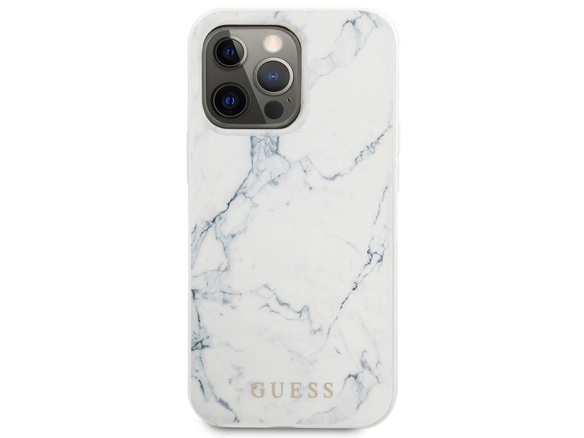 Guess Carrara Marble Case Wit - iPhone 13 Pro hoesje