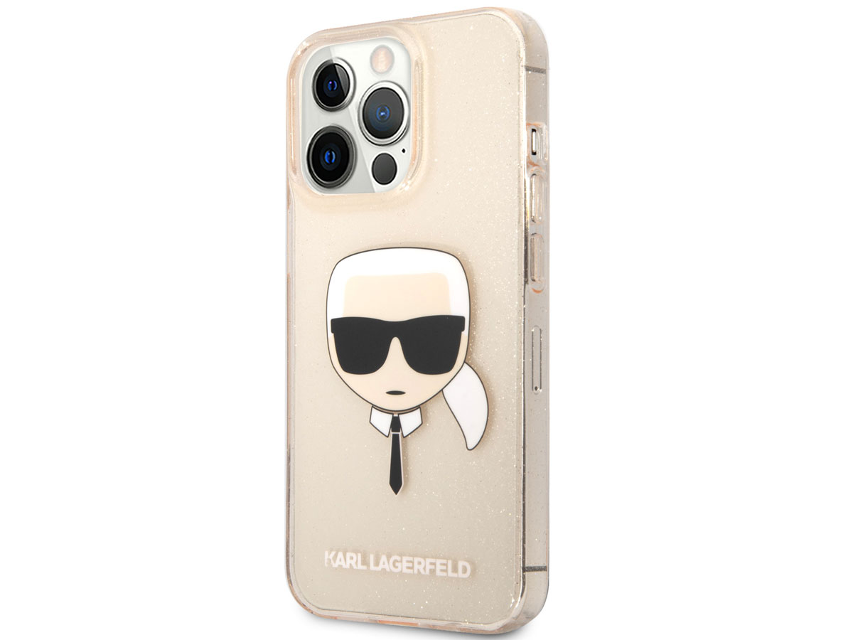 Karl Lagerfeld Ikonik Glitter Case Goud - iPhone 13 Pro hoesje