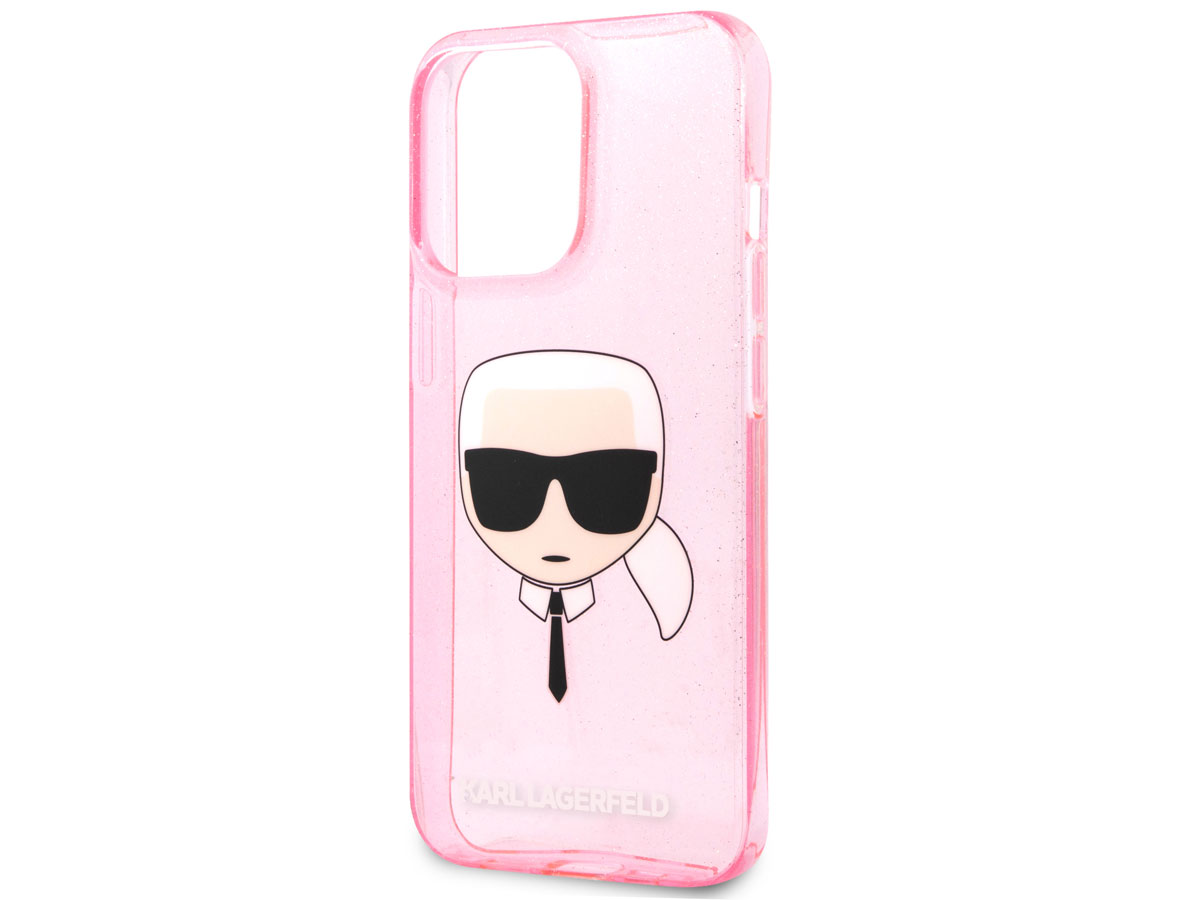 Karl Lagerfeld Ikonik Glitter Case Roze - iPhone 13 Pro hoesje