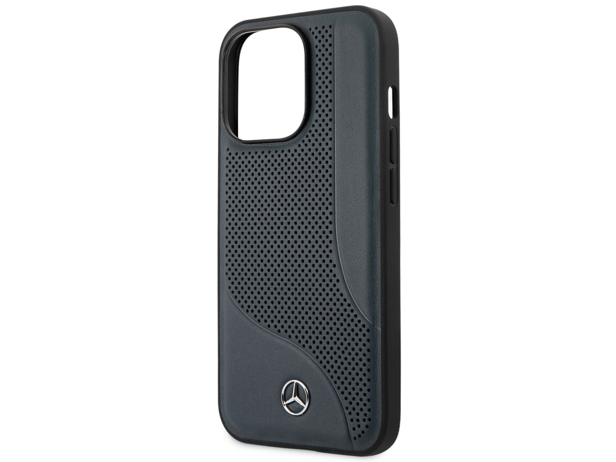 Mercedes-Benz Perforated Leather Case Blauw - iPhone 13 Pro hoesje