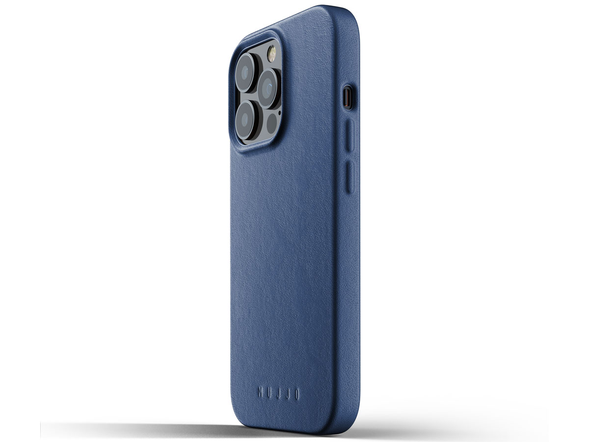 Mujjo Full Leather Case Monaco Blue - iPhone 13 Pro Hoesje Leer