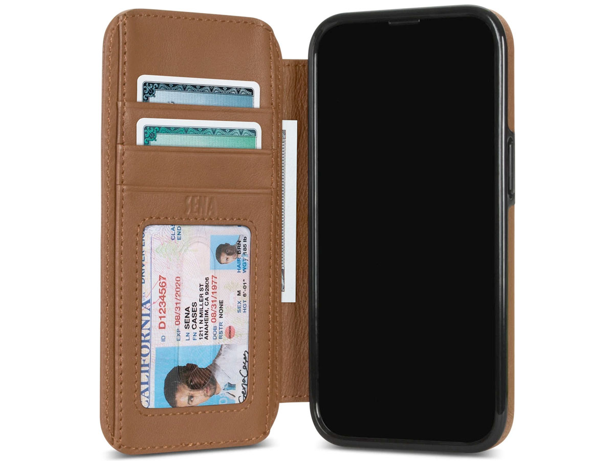 Sena Wallet Book Bruin - iPhone 13/13 Pro Hoesje Leer