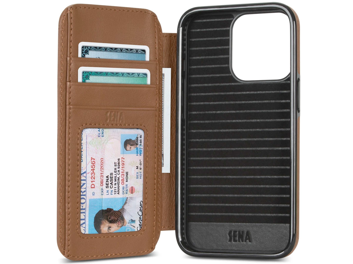 Sena Wallet Book Bruin - iPhone 13/13 Pro Hoesje Leer