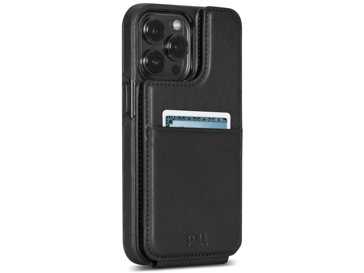 Sena WalletSkin Case Zwart - iPhone 13/13 Pro Hoesje Leer