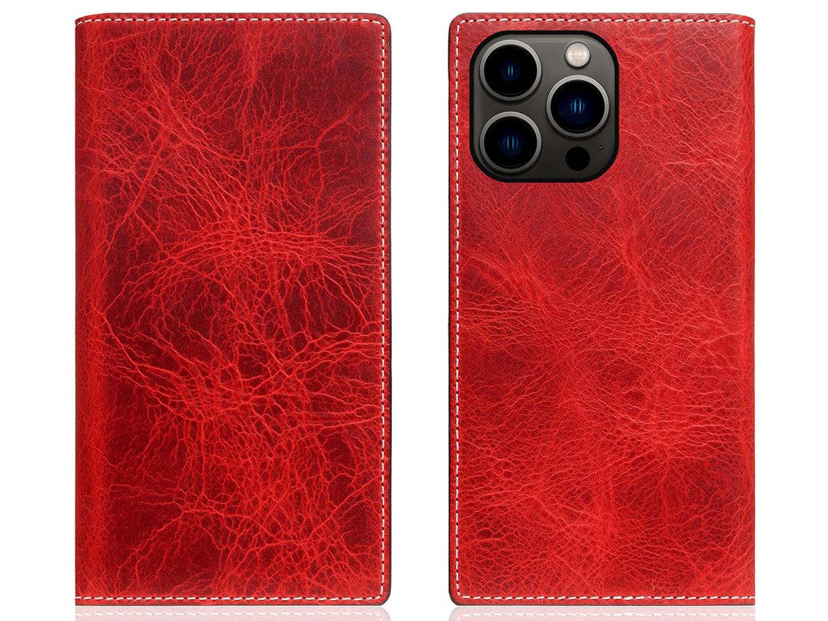 SLG Design D7 Italian Wax Leer Rood - iPhone 13 Pro hoesje