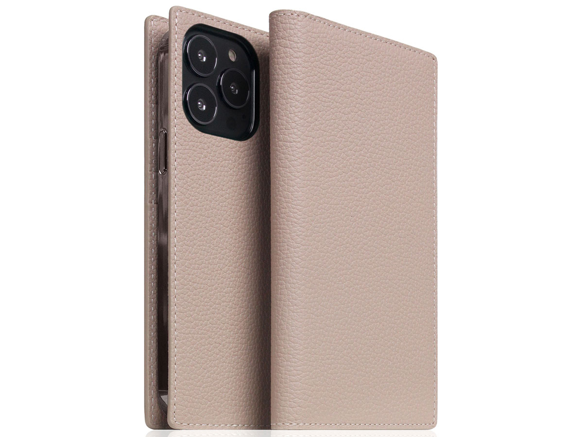 SLG Design D8 Folio Leer Light Cream - iPhone 13 Pro hoesje