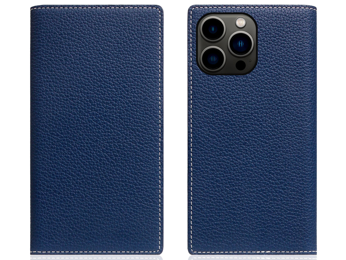 SLG Design D8 Folio Leer Navy Blue - iPhone 13 Pro hoesje