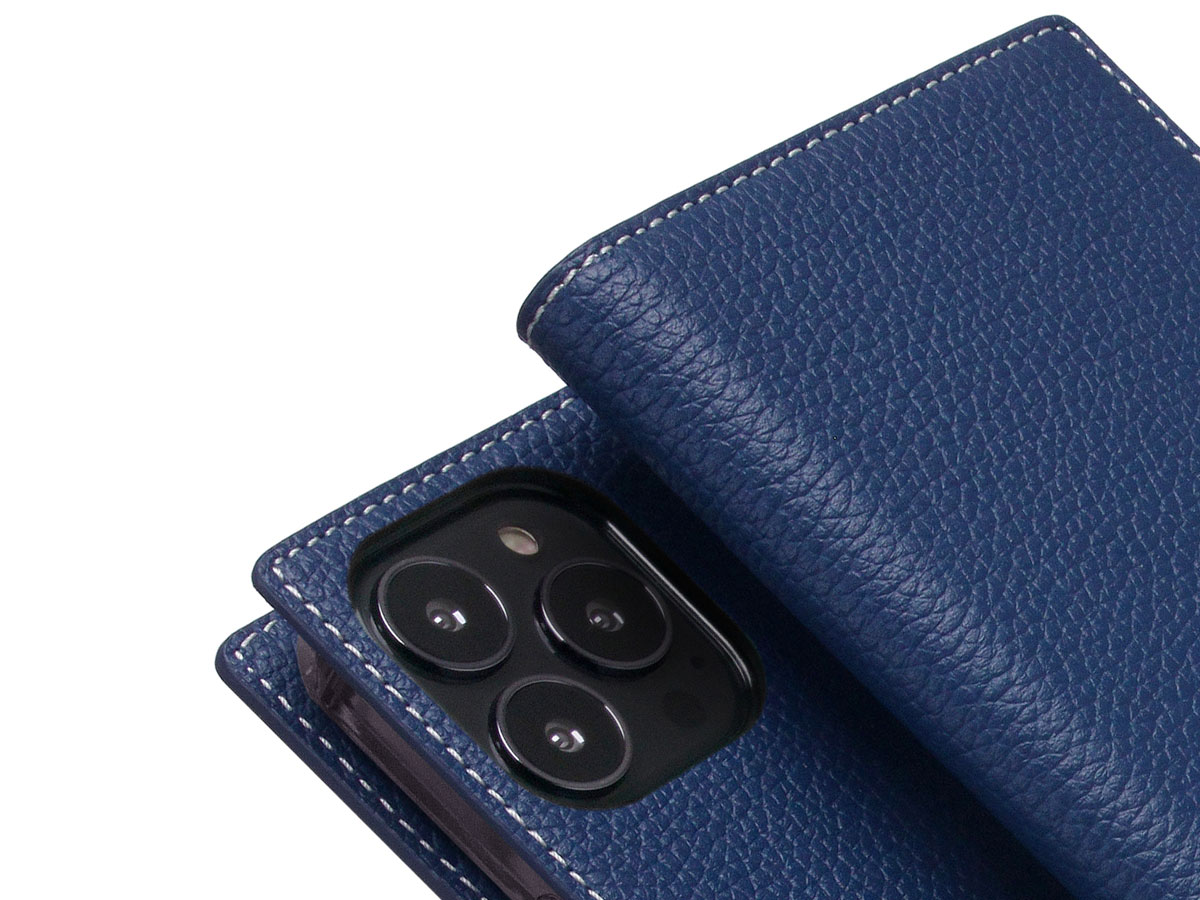 SLG Design D8 Folio Leer Navy Blue - iPhone 13 Pro hoesje