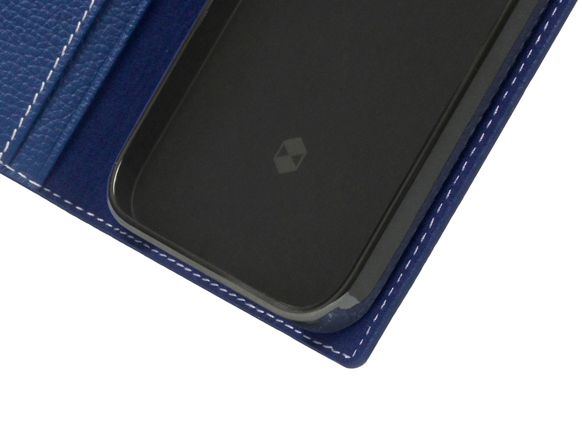 SLG Design D8 Folio Leer Navy Blue - iPhone 13 Pro hoesje