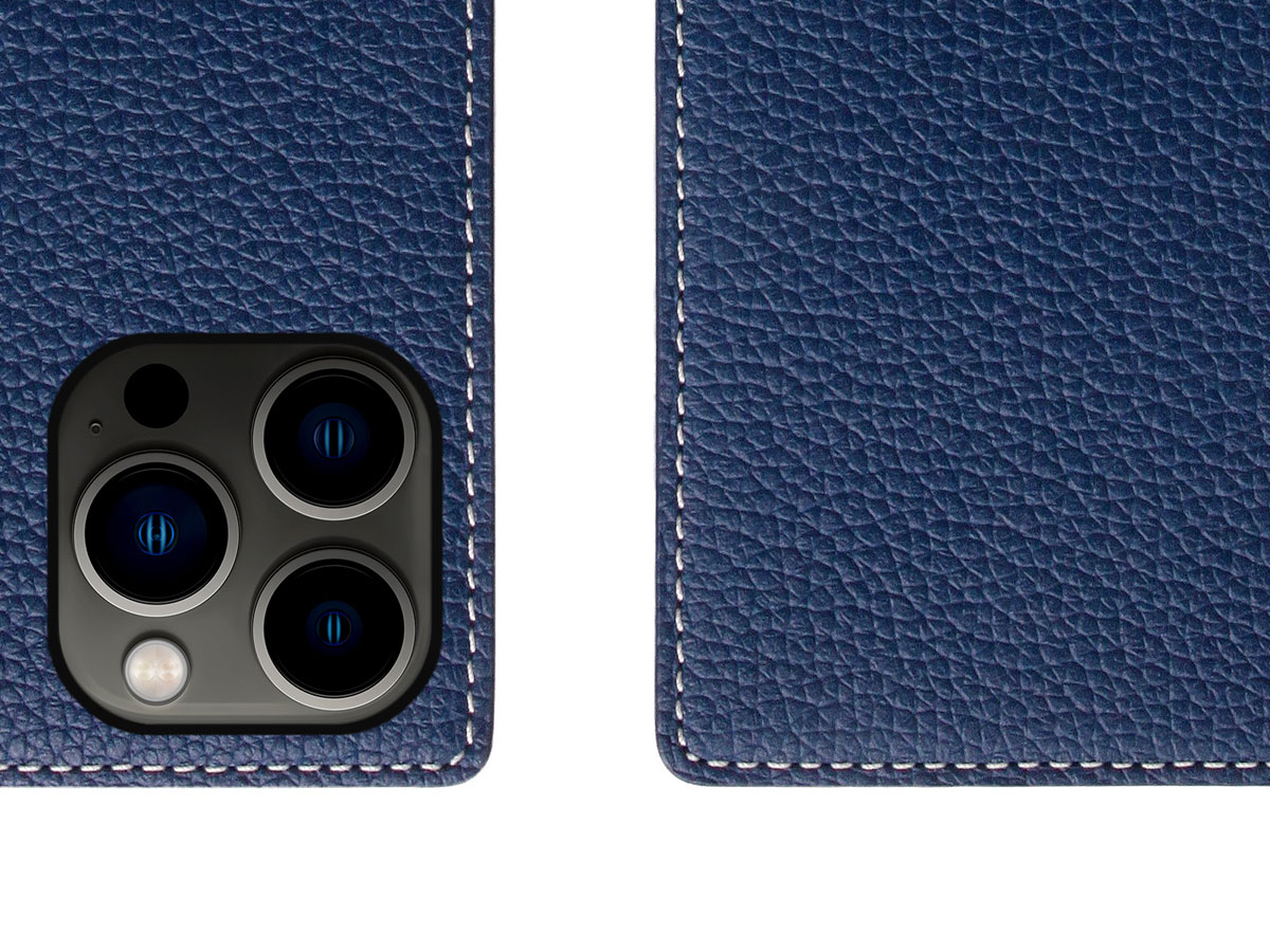 SLG Design D8 Folio Leer Navy Blue - iPhone 13 Pro hoesje