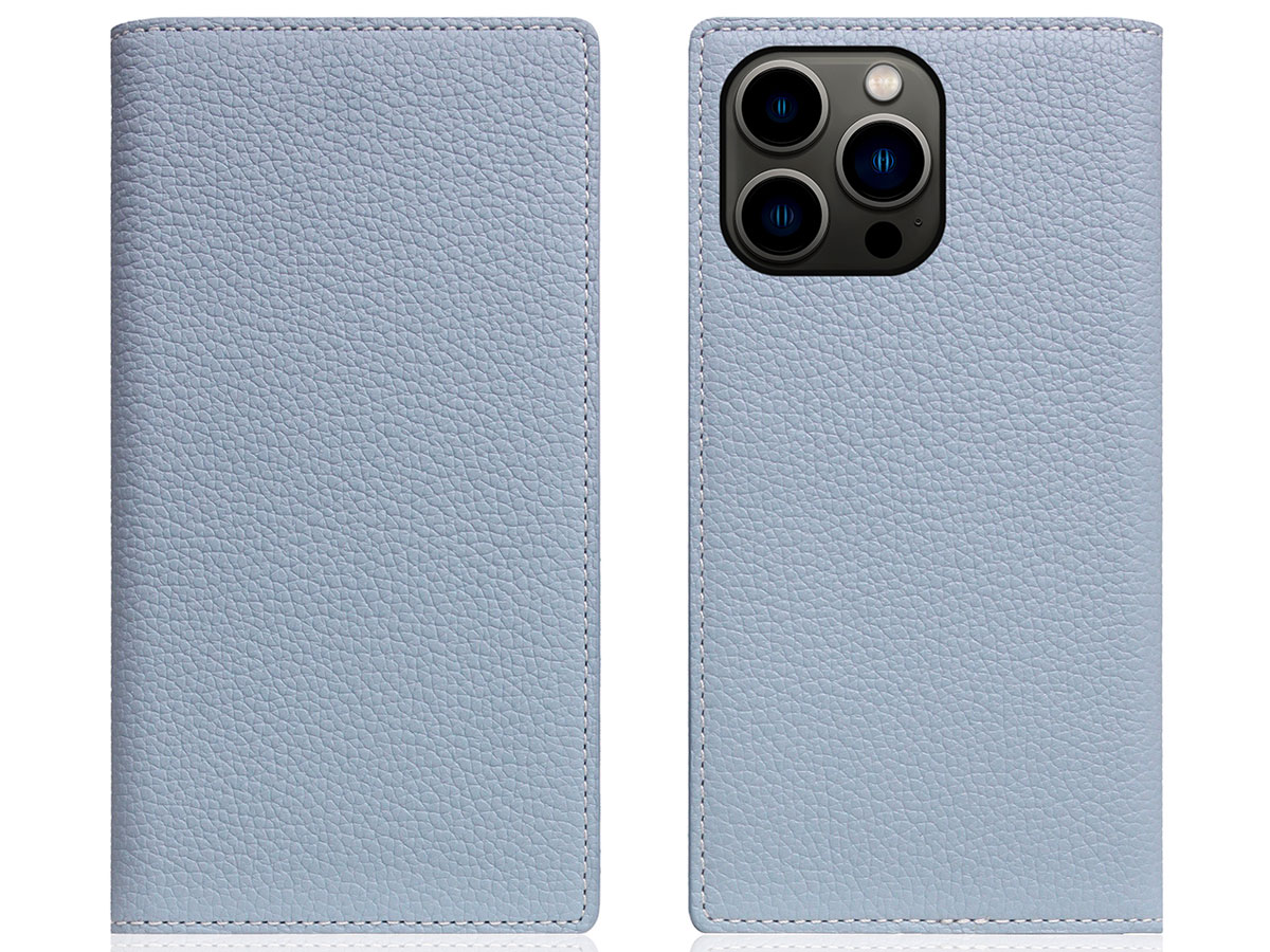 SLG Design D8 Folio Leer Powder Blue - iPhone 13 Pro hoesje