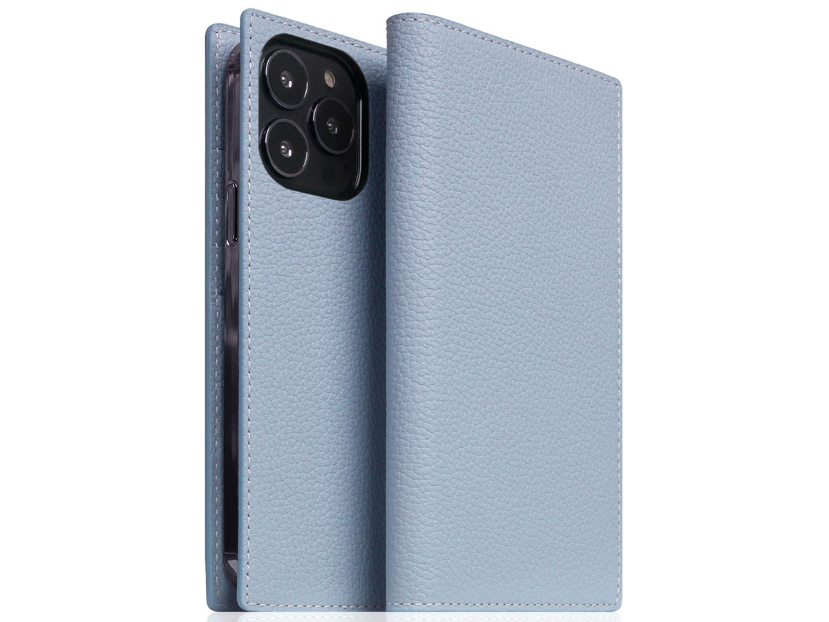 SLG Design D8 Folio Leer Powder Blue - iPhone 13 Pro hoesje