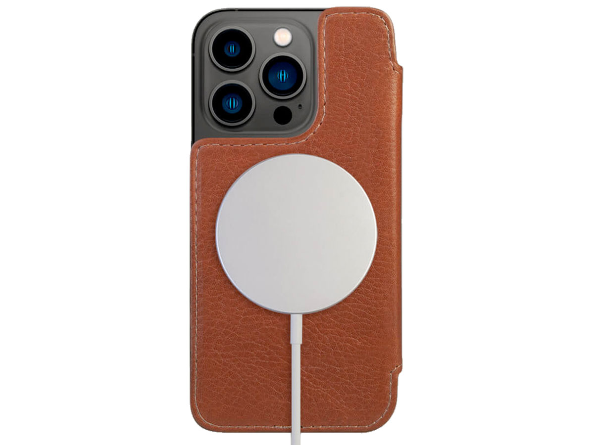 Vaja Nuova Pelle MagSafe Leather Case Cognac - iPhone 13 Pro Hoesje