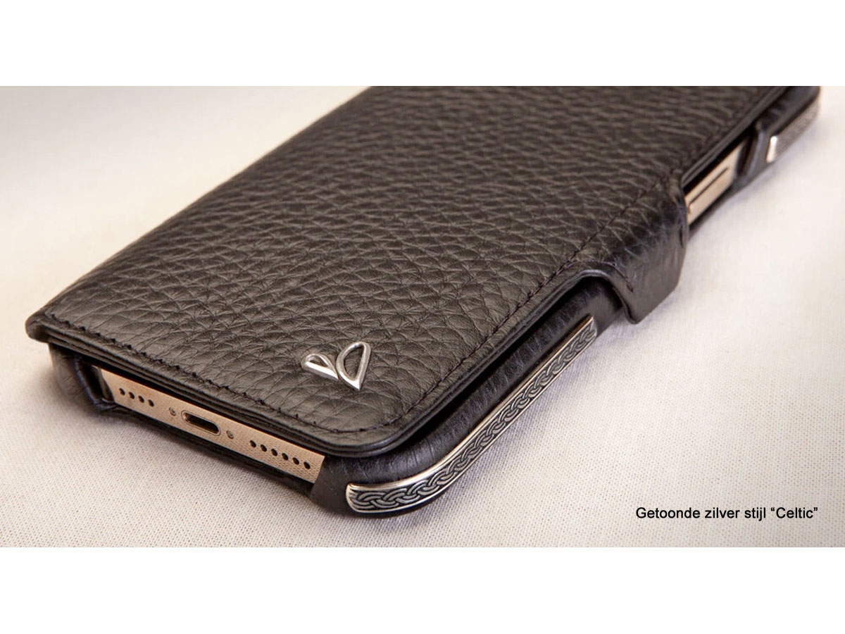 Vaja Silver MagSafe Wallet Valiant - Leren iPhone 13 Pro Hoesje met Zilver