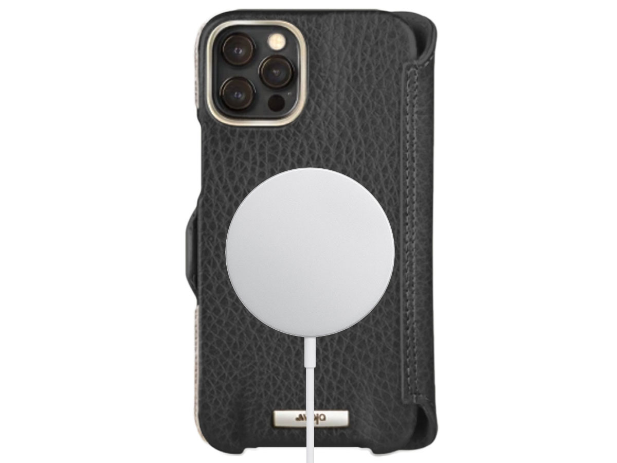 Vaja Silver MagSafe Wallet Ito - Leren iPhone 13 Pro Hoesje met Zilver