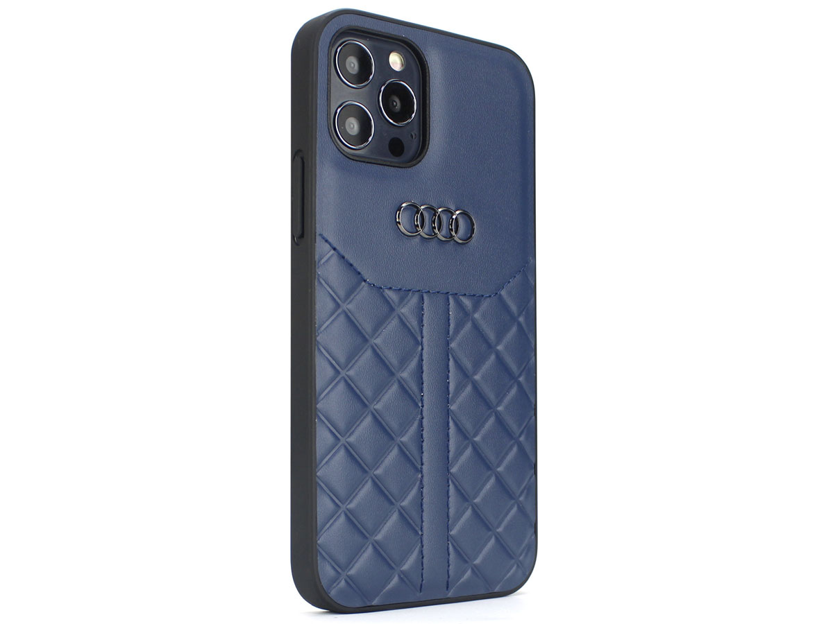 Audi Q8 Series Case Blauw Leer - iPhone 13 Pro Max hoesje