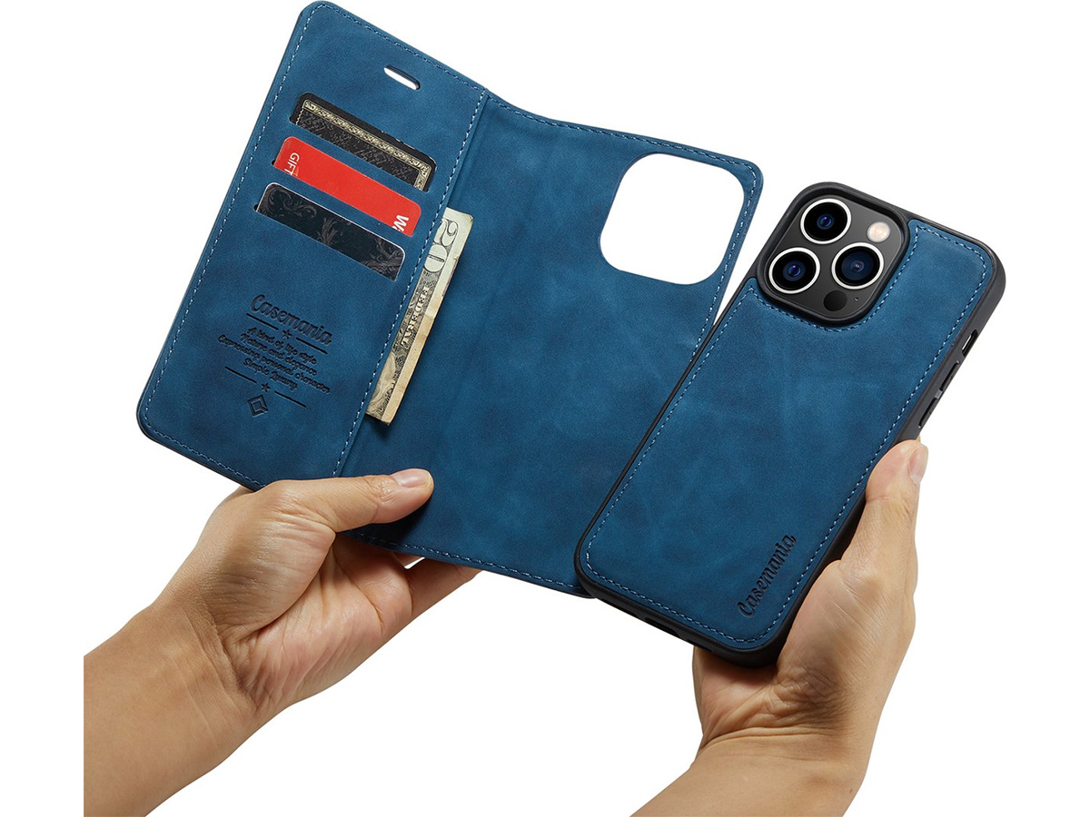 CaseMe 2in1 Magnetic Bookcase Donkerblauw - iPhone 13 Pro Max Hoesje