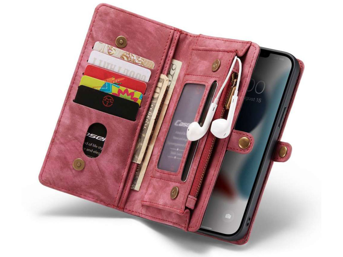 CaseMe 2in1 Wallet Case met Ritsvak Rood - iPhone 13 Pro Max Hoesje