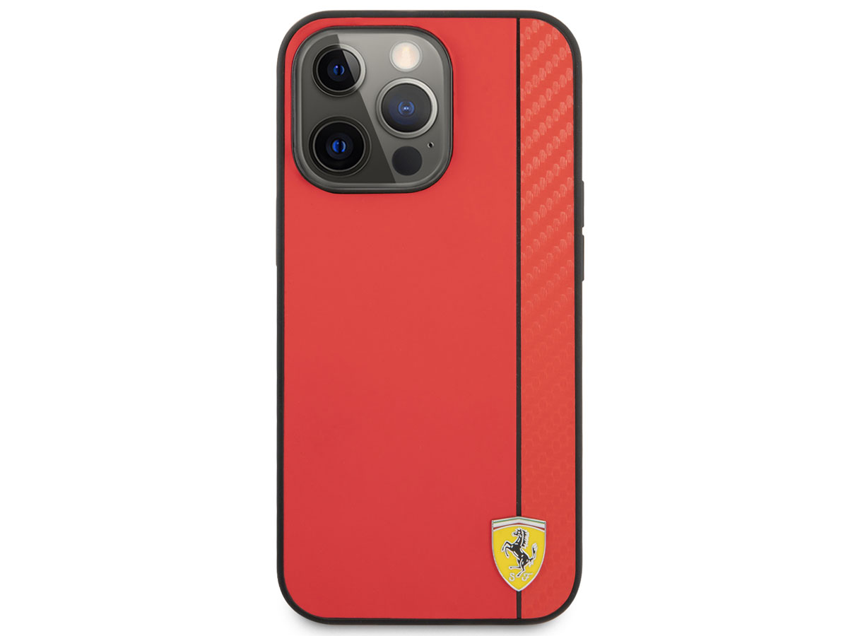 Ferrari Carbon Stripe Case Rood - iPhone 13 Pro Max Hoesje