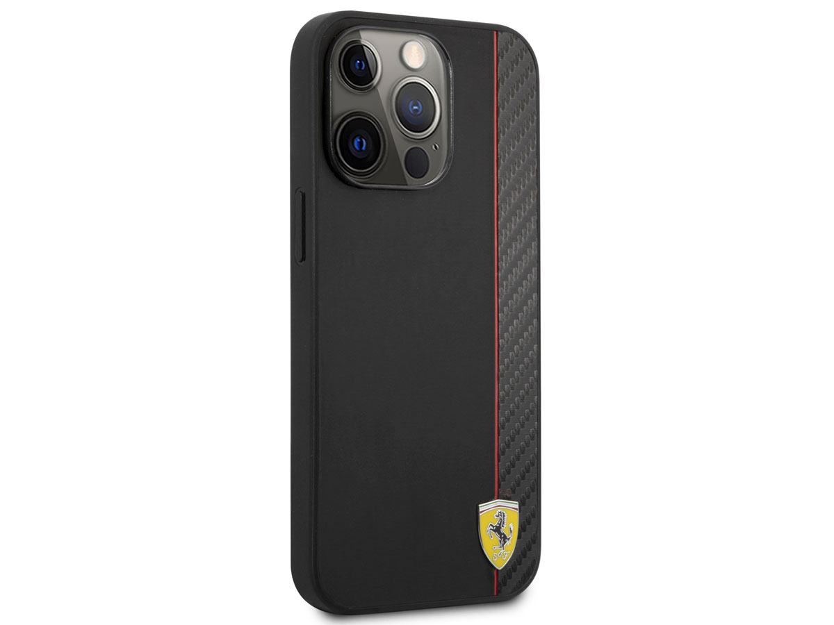 Ferrari Carbon Stripe Case Zwart - iPhone 13 Pro Max Hoesje