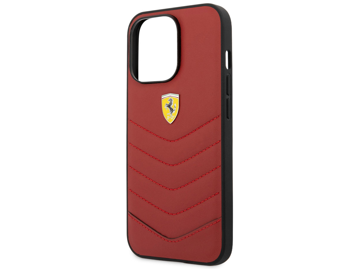 Ferrari Quilted Leather Case Rood - iPhone 13 Pro Max Hoesje