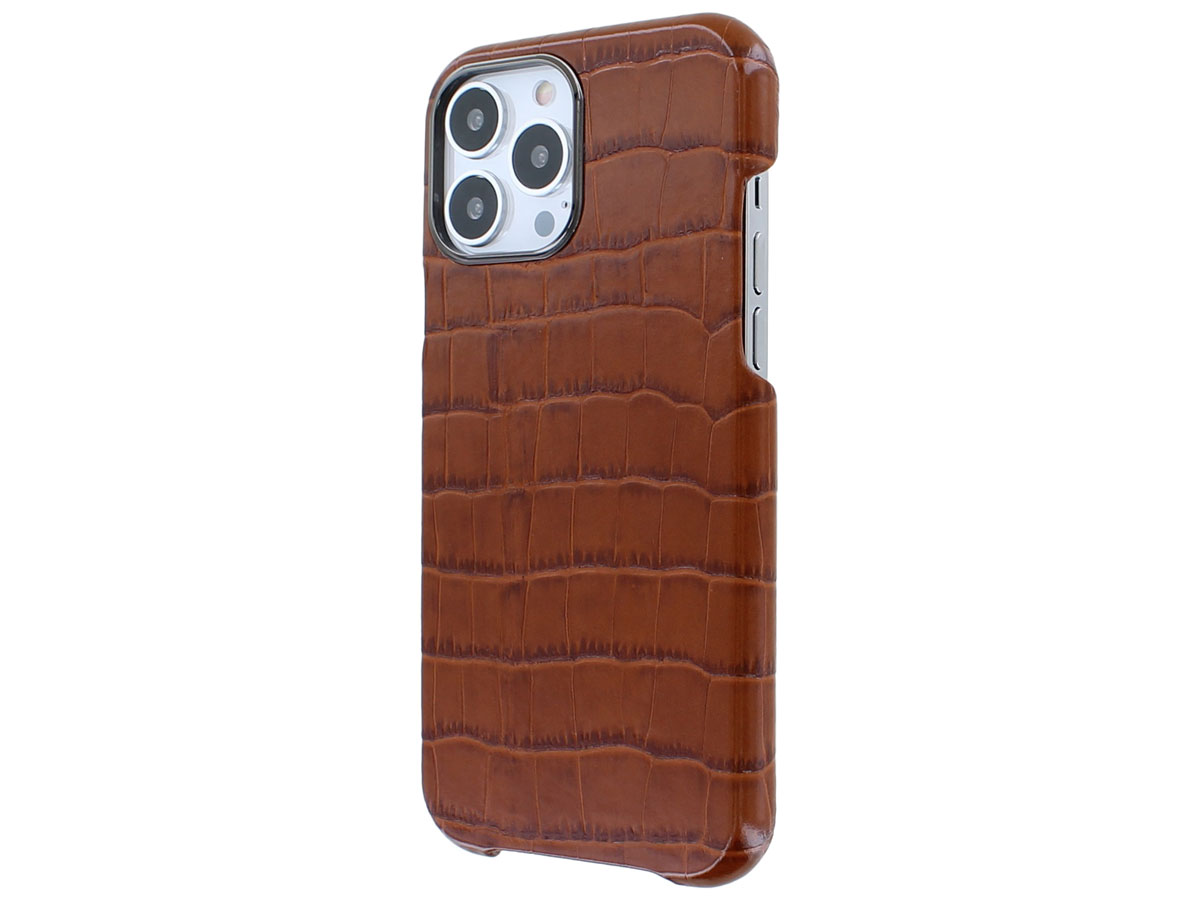 Graffi Shell Croco Cognac Leer - iPhone 13 Pro Max hoesje