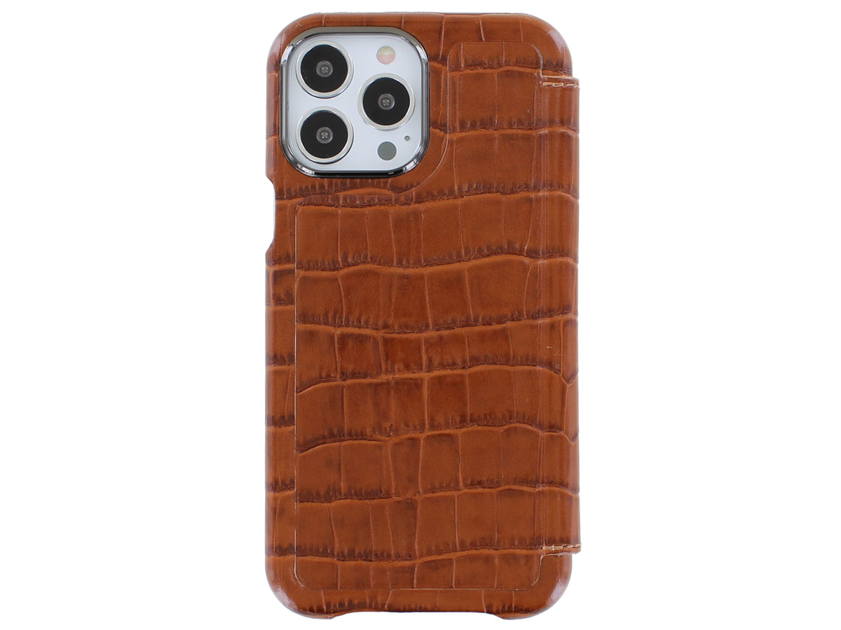 Graffi Oyster Croco Cognac Leer - iPhone 13 Pro Max hoesje