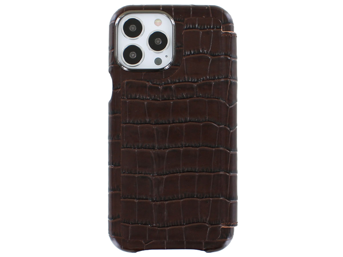 Graffi Oyster Croco Bruin Leer - iPhone 13 Pro Max hoesje