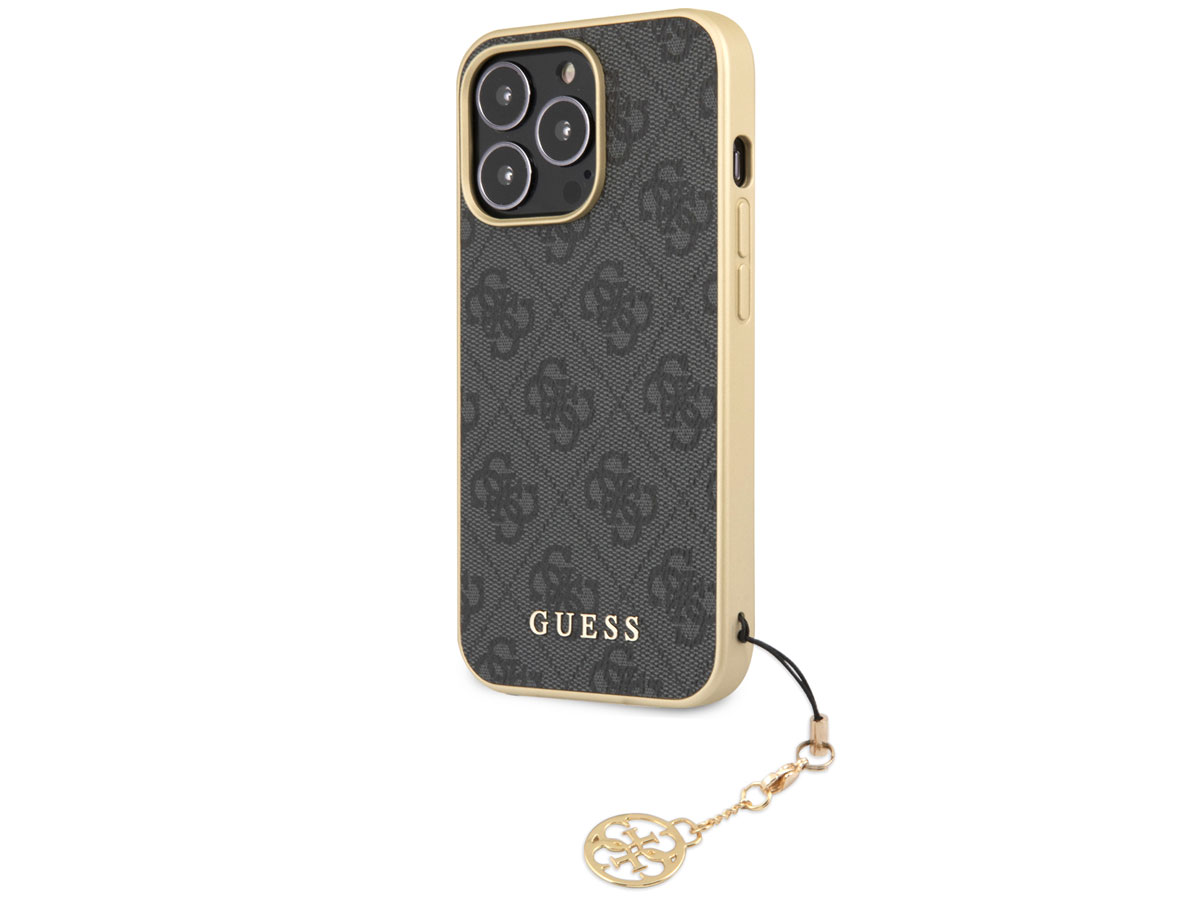 Guess 4G Monogram Charm Case Grijs - iPhone 13 Pro Max hoesje