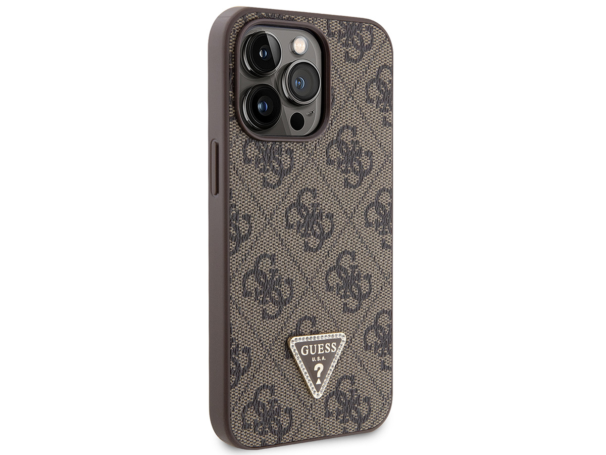 Guess 4G Monogram Necklace Case Bruin - iPhone 13 Pro Max hoesje