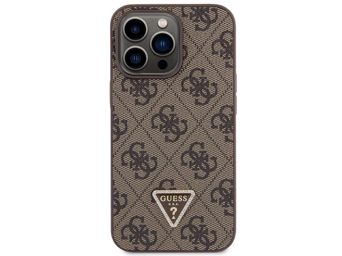 Guess 4G Monogram Necklace Case Bruin - iPhone 13 Pro Max hoesje