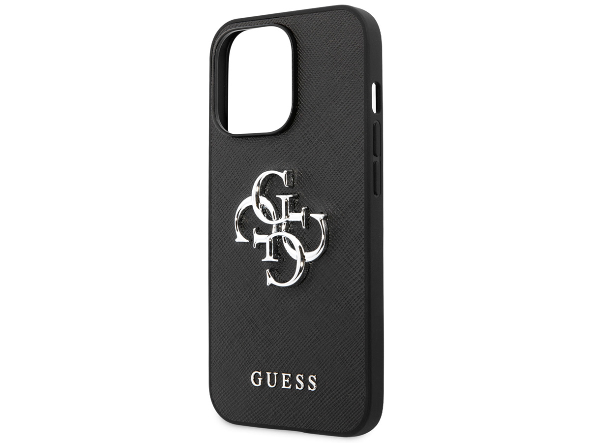 Guess Big 4G Case Saffiano Zwart - iPhone 13 Pro Max hoesje