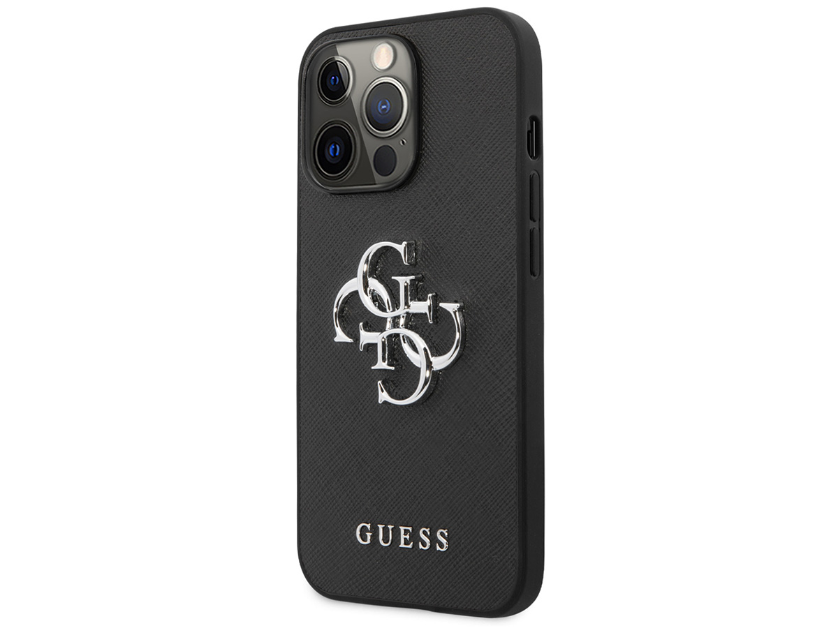 Guess Big 4G Case Saffiano Zwart - iPhone 13 Pro Max hoesje