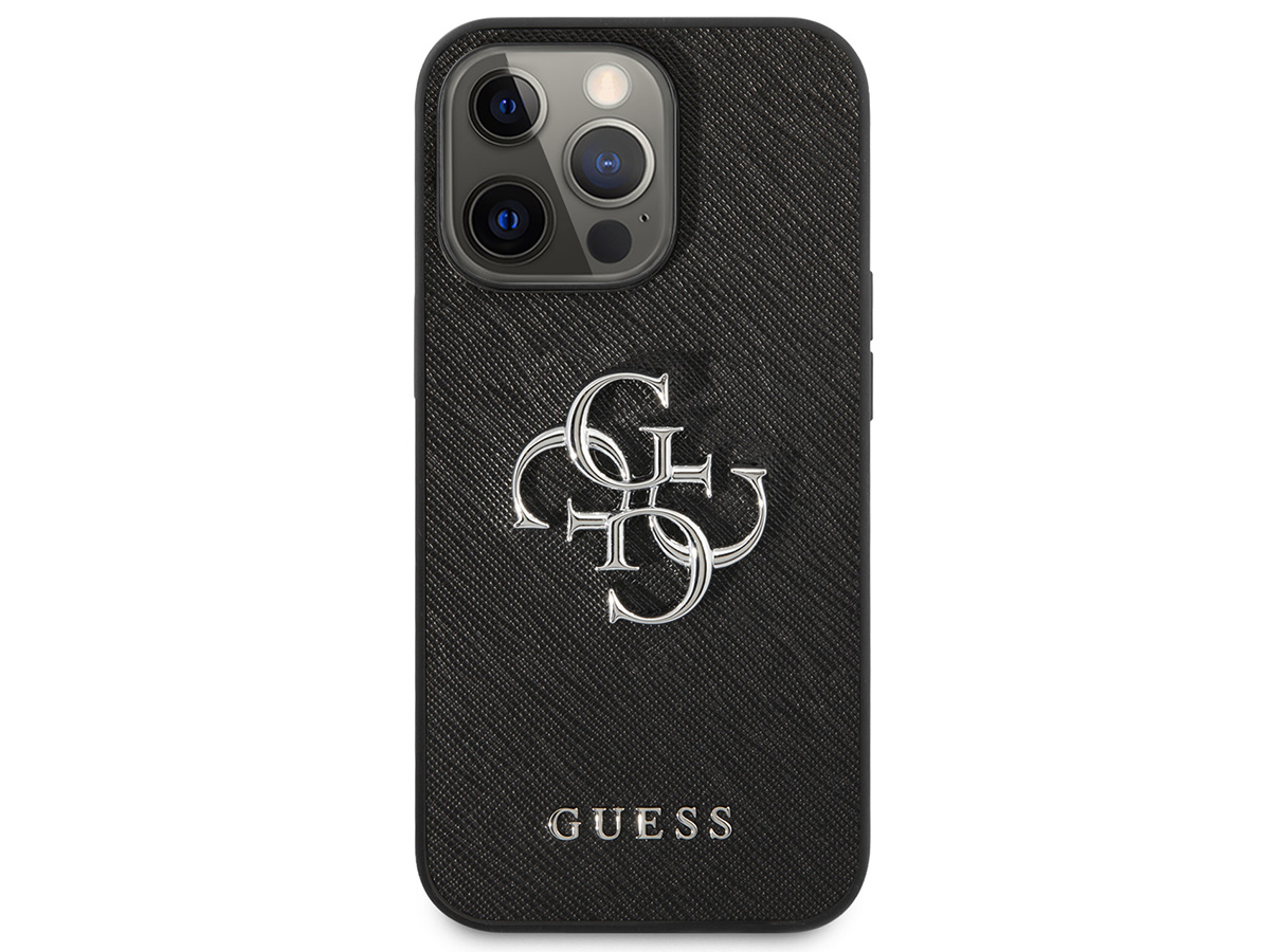 Guess Big 4G Case Saffiano Zwart - iPhone 13 Pro Max hoesje