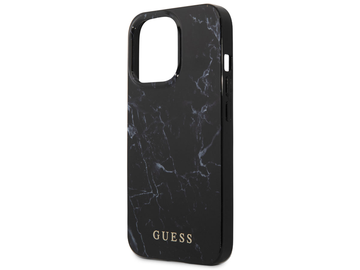 Guess Black Marble Case Zwart - iPhone 13 Pro Max hoesje