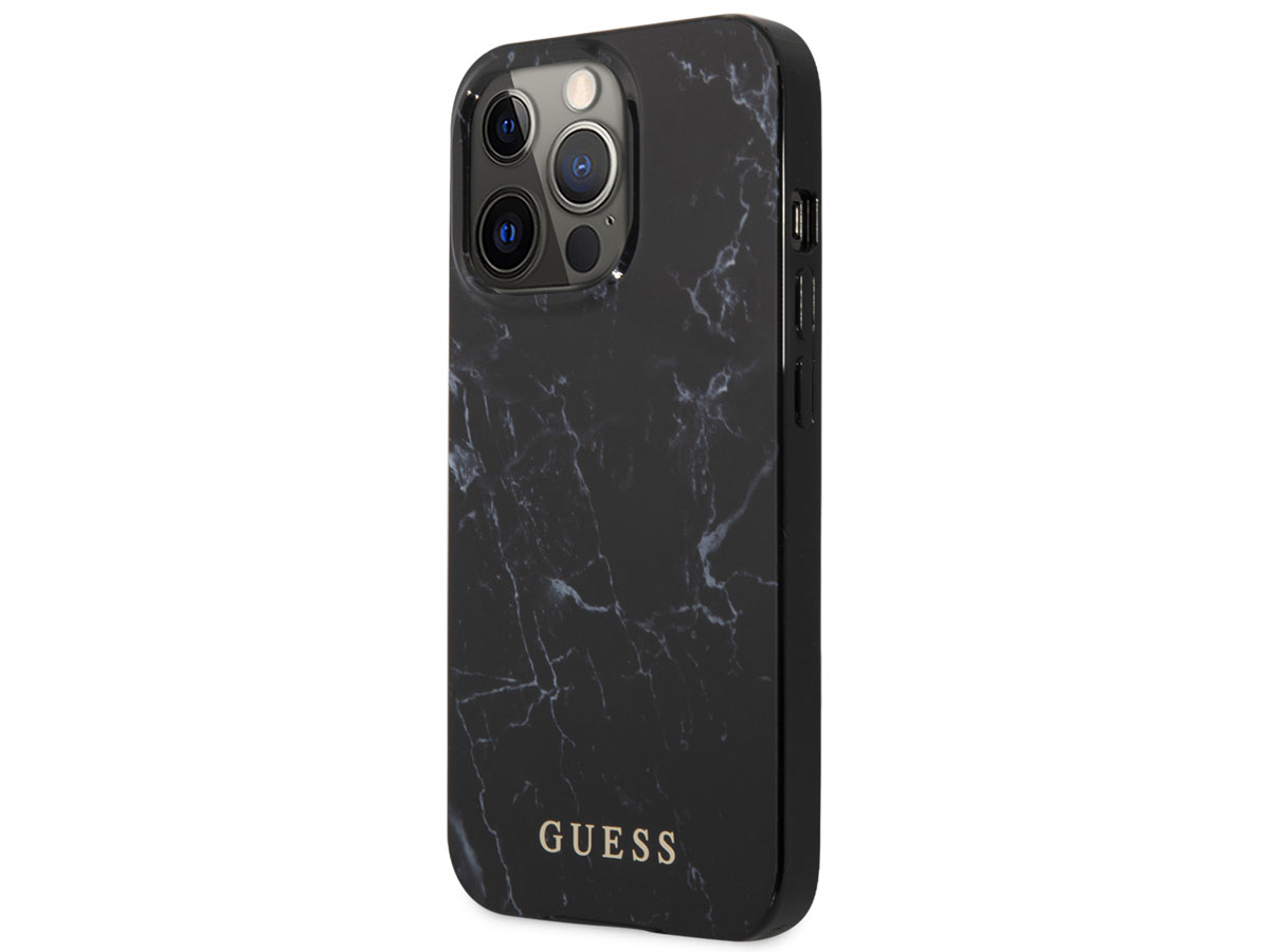 Guess Black Marble Case Zwart - iPhone 13 Pro Max hoesje