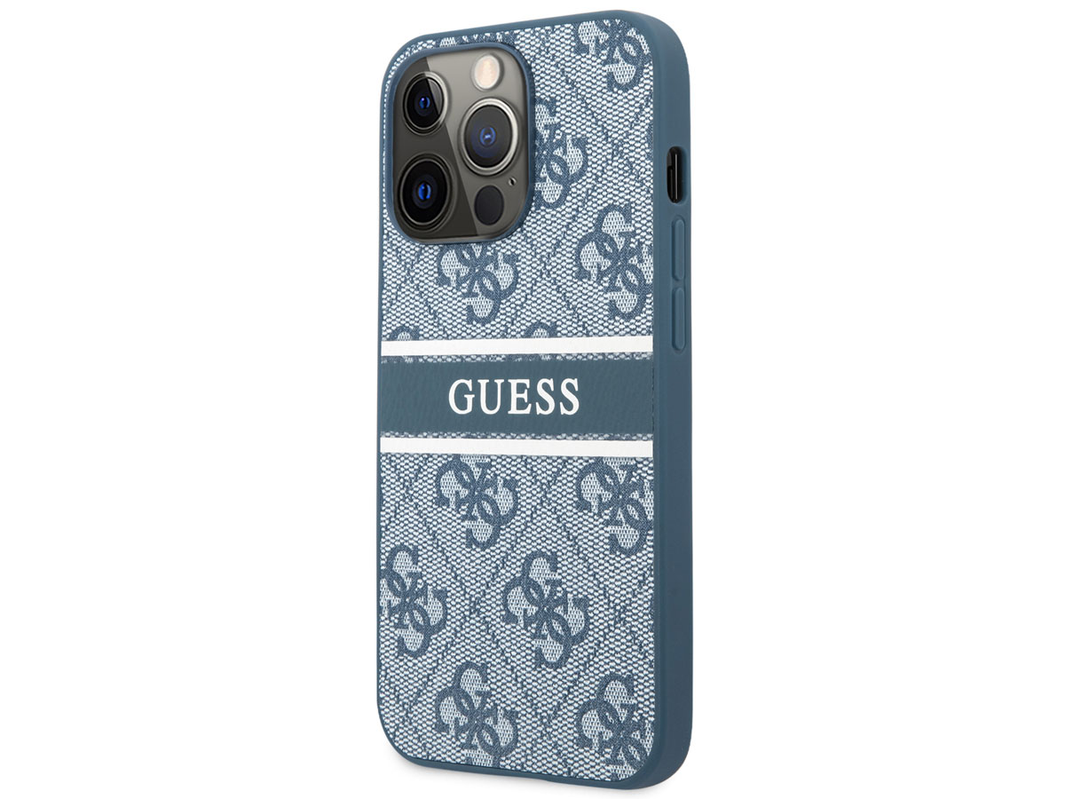 Guess Stripe 4G Monogram Case Blauw - iPhone 13 Pro Max hoesje