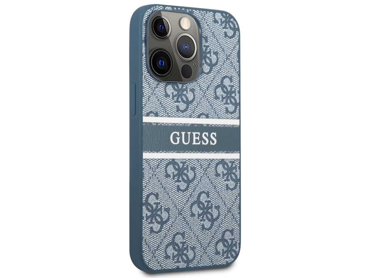 Guess Stripe 4G Monogram Case Blauw - iPhone 13 Pro Max hoesje