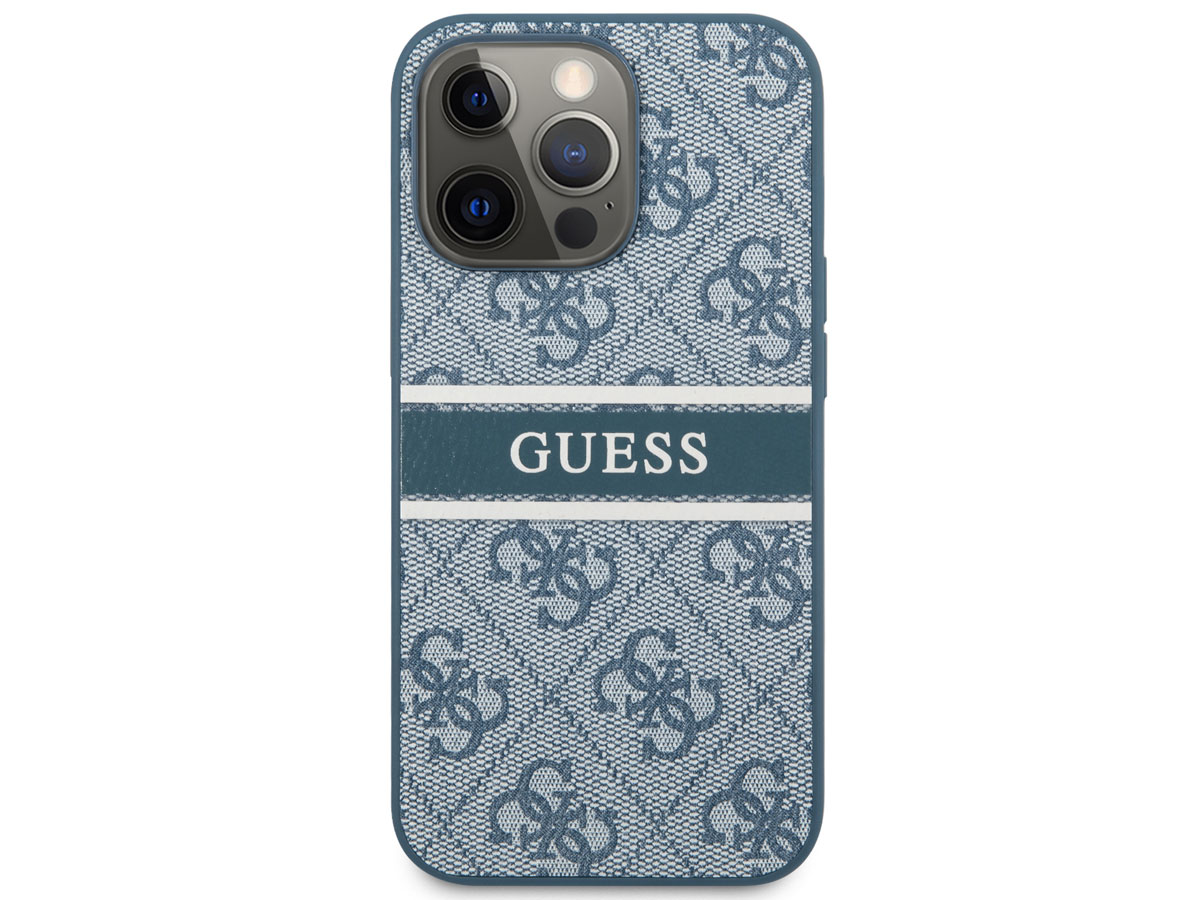 Guess Stripe 4G Monogram Case Blauw - iPhone 13 Pro Max hoesje