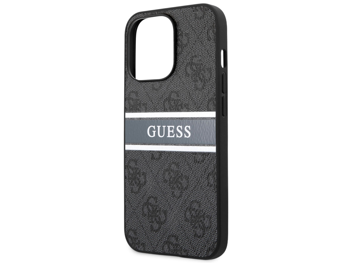 Guess Stripe 4G Monogram Case Grijs - iPhone 13 Pro Max hoesje