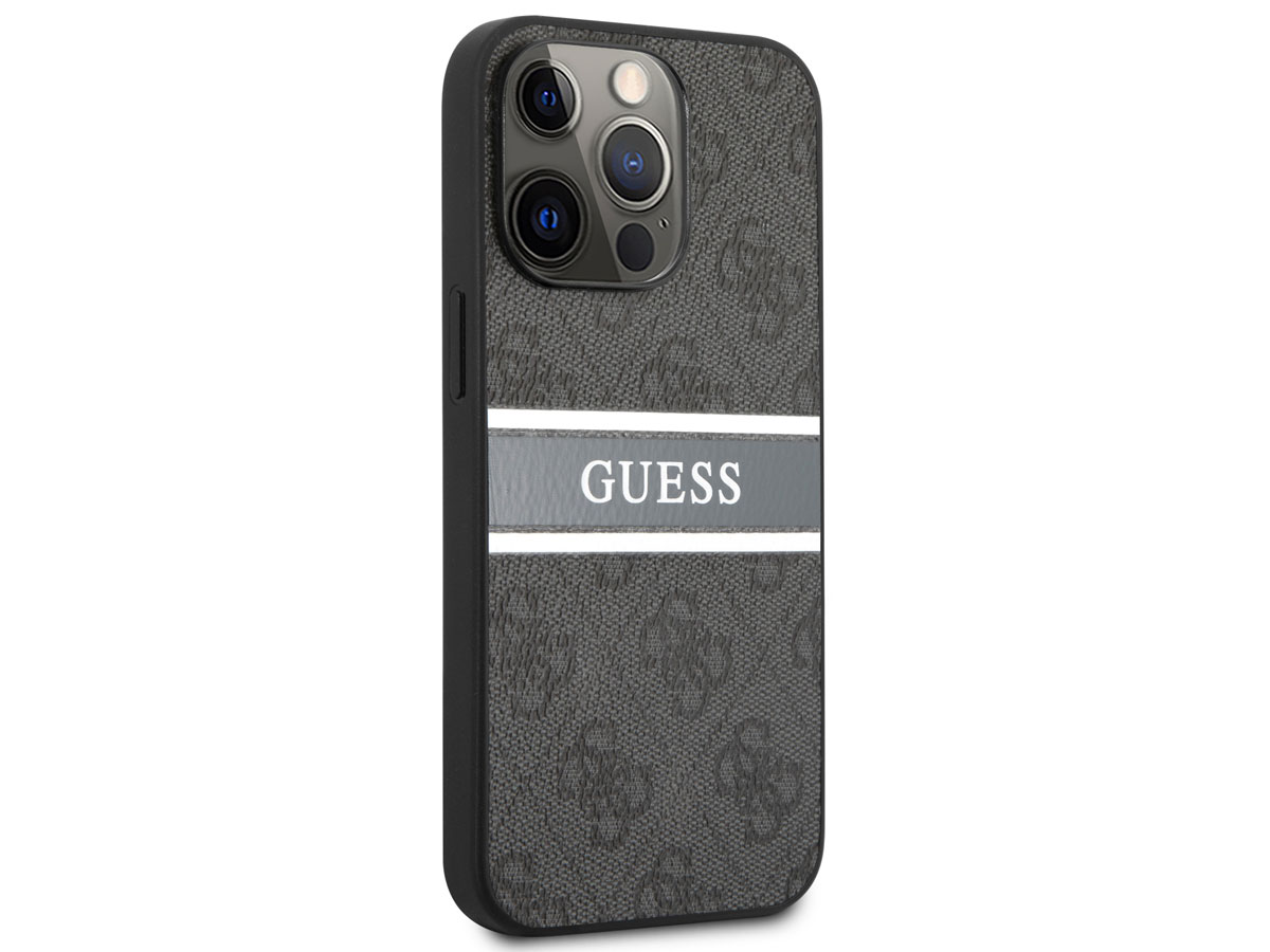 Guess Stripe 4G Monogram Case Grijs - iPhone 13 Pro Max hoesje