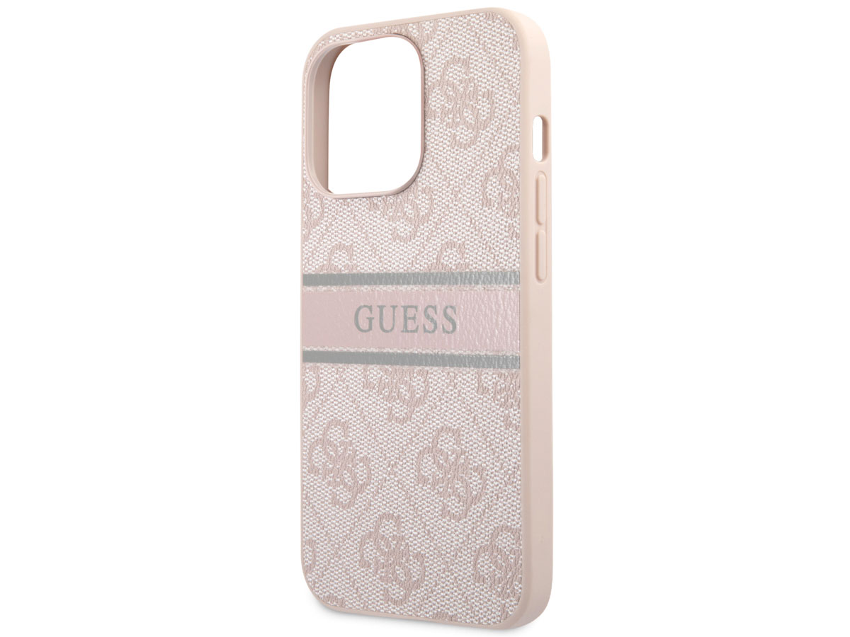 Guess Stripe 4G Monogram Case Roze - iPhone 13 Pro Max hoesje