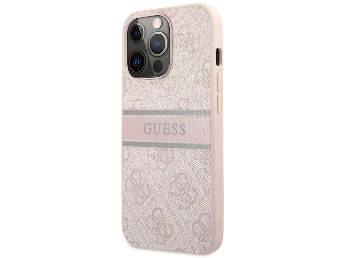 Guess Stripe 4G Monogram Case Roze - iPhone 13 Pro Max hoesje