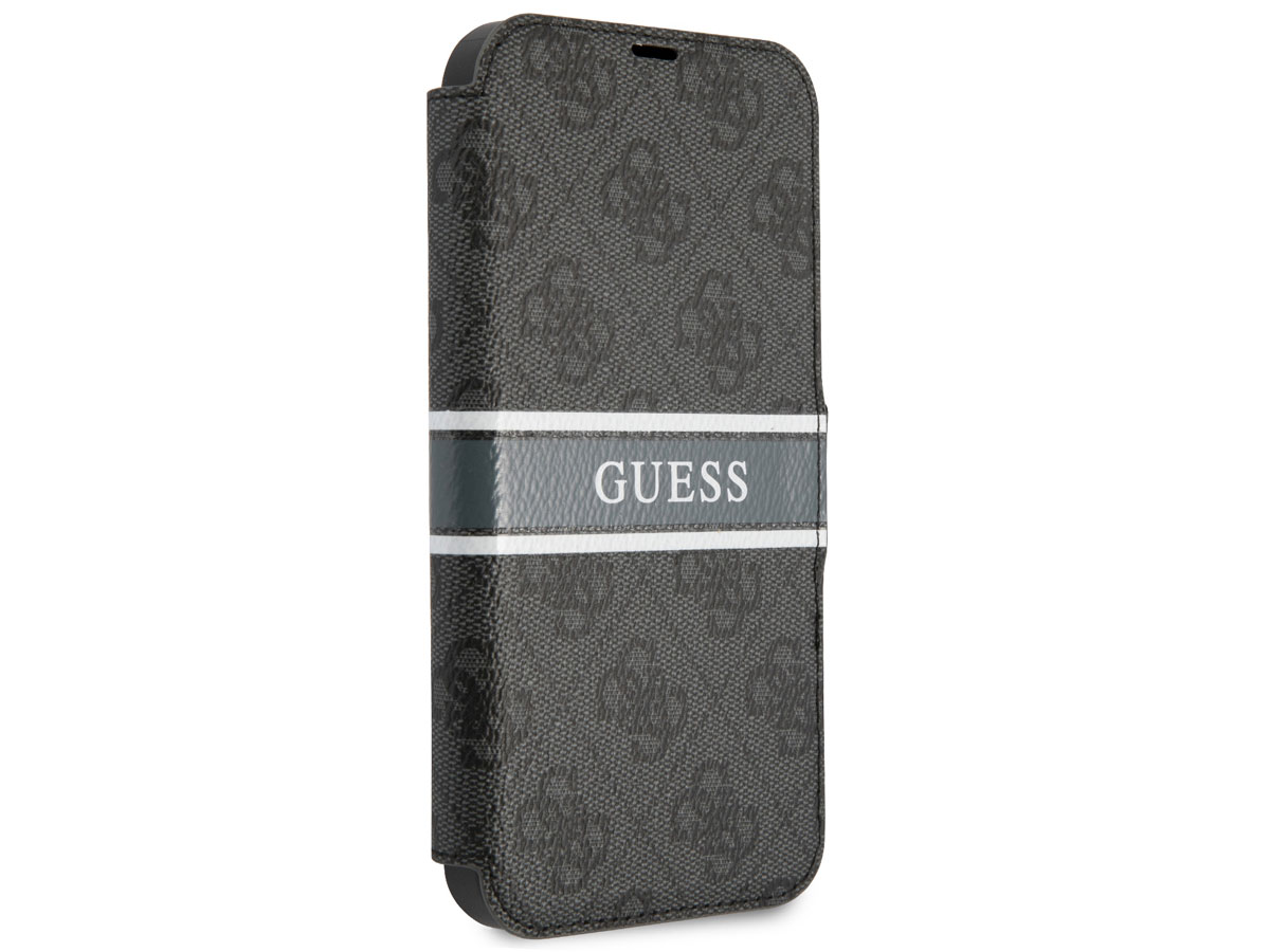 Guess Stripe 4G Monogram BookCase Grijs - iPhone 13 Pro Max hoesje