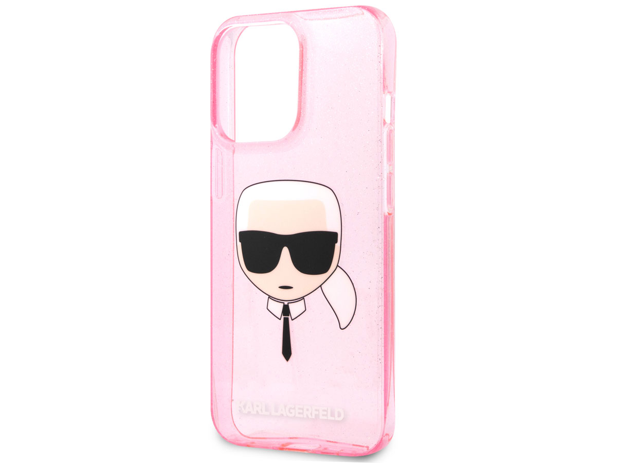 Karl Lagerfeld Ikonik Glitter Case Roze - iPhone 13 Pro Max hoesje