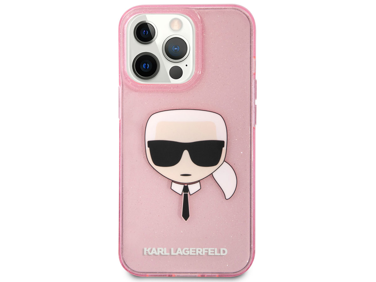 Karl Lagerfeld Ikonik Glitter Case Roze - iPhone 13 Pro Max hoesje
