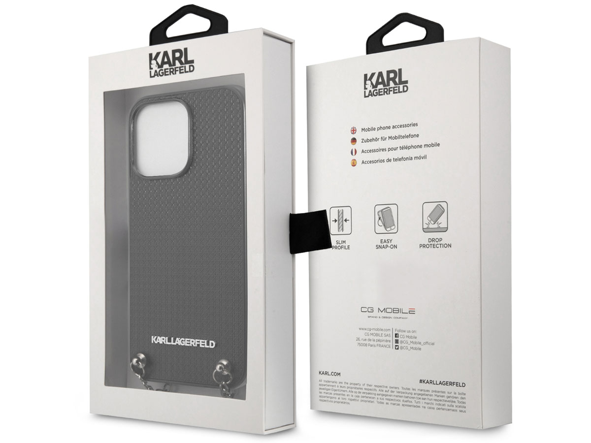 Karl Lagerfeld Necklace Case Zwart - iPhone 13 Pro Max hoesje